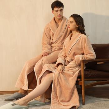 simple couples bathrobe autumn and winter long簡約情侶浴袍