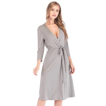 womens sexy bathrobe solid color nightgown性感浴袍純色睡袍