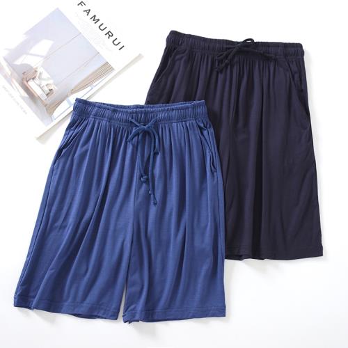 夏季莫代爾男士家居短褲可外穿冰絲透氣寬松大褲衩五分睡褲沙灘褲