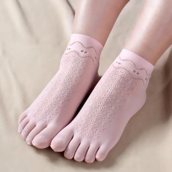 夏款女士超薄鏤空舒適透明五指襪