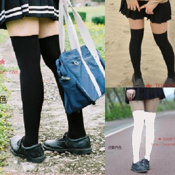 日韓學生過膝美腿襪高筒襪男女情侶黑白長筒打底襪子校服演出中襪