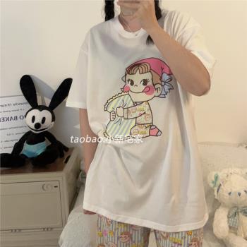 圓領不二家女純棉套裝ins風睡衣
