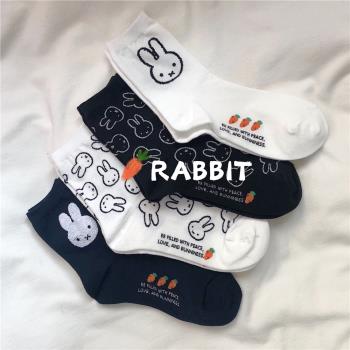 兔兔胡蘿卜少女卡通漫畫中筒棉襪