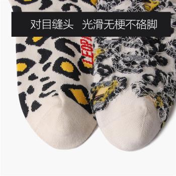 秋冬豹紋中短筒個性情侶斑點襪子