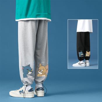 加絨加厚潮流百搭抽繩休閑褲子