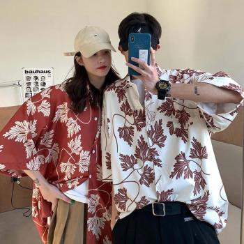 vintage復古花襯衫泰式情侶短袖