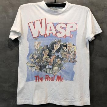 W.A.S.P.重金屬硬搖滾樂隊惡搞卡通潮流短袖vintage復古男女Tee恤