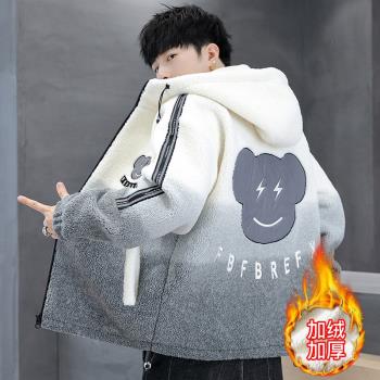 顆粒絨冬季ins潮牌連帽寬松外套