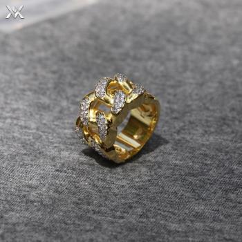 歐美個性嘻哈潮流鋯石古巴鏈戒指