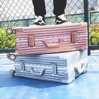 復古22寸子母旅行箱可坐人鋁框