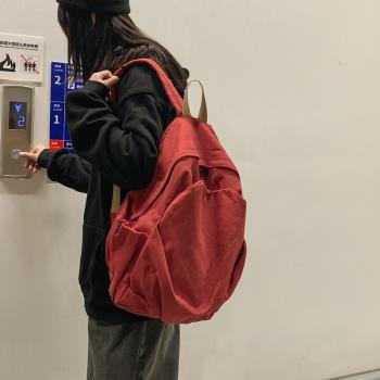 森系女復古帆布原宿簡約百搭書包