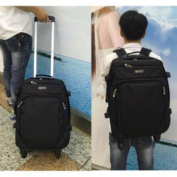 新品雙肩拉桿包背包大容量防水旅行袋萬向輪可拉可提可背行李箱包