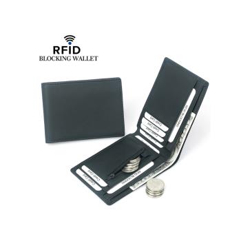 RFID防磁商務頭層牛皮大鈔夾男包