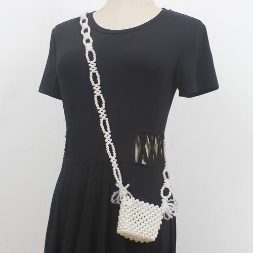 小眾品牌迷你水晶珍珠包可愛日韓少女包包diy手工串珠材料包斜挎