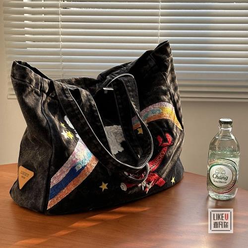 原創設計歐式方形牛仔單肩刺繡