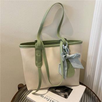 Large capacity Tote bag womens new contrast color underarm