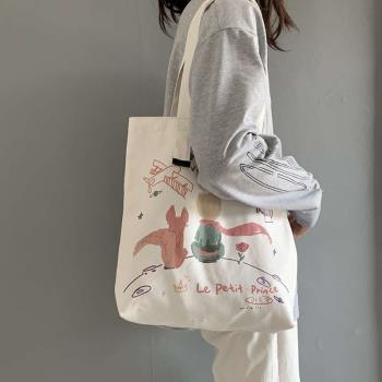 New canvas bag womens shoulder cute cartoon ins large capac