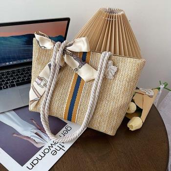 Straw woven bag womens new simple large-capacity woven tote
