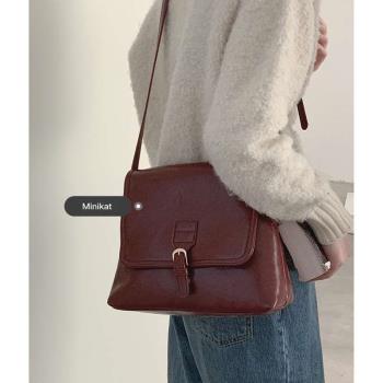 Large capacity red bag for women winter new style preppy s