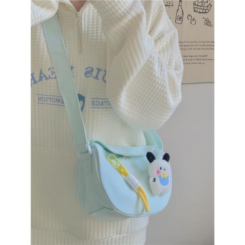 日系可愛小包包女2023新款ins百搭休閑單肩帆布包學生上課斜挎包