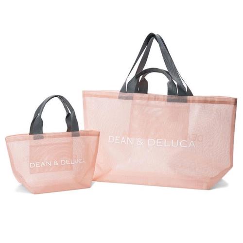 日本秋季網紗粉色休閑灘手購物袋
