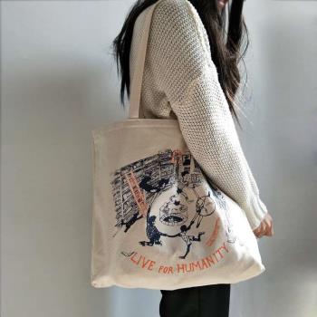 Copyright new Harajuku canvas bag womens shoulder large-cap