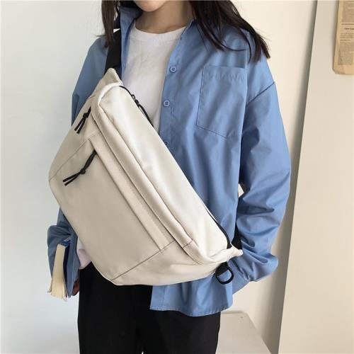 斜挎大包女簡約百搭大容量胸包日系運動中性風背包學生腰包單肩包