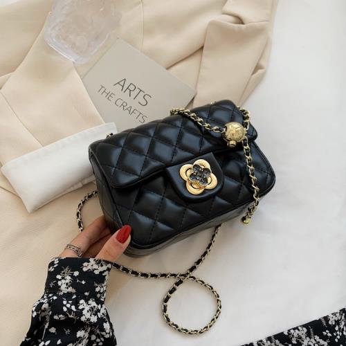 小香風女夏季四葉草單肩菱格包