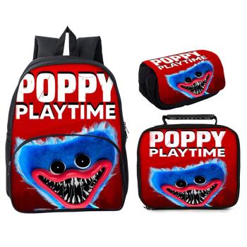 2023新款Poppy Playtime書包三件套學生16寸圓袋背包波比玩鬧時間