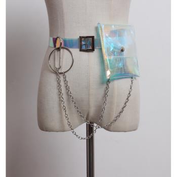 透明鐳射皮帶迷你裝飾幻彩腰包