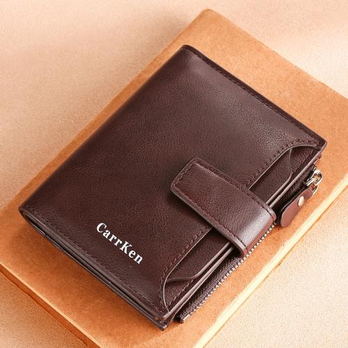 錢包男短款多功能卡位豎款拉鏈錢夾大容量駕駛證卡包一體潮牌皮夾