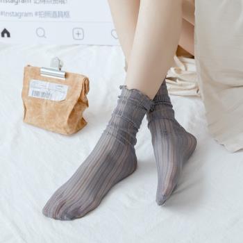 襪子女鏤空網眼透氣銀絲日系襪子