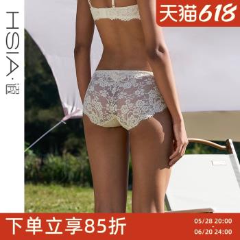 【抹茶】遐性感中腰平角褲全蕾絲復古花卉舒適純棉襠透氣內褲女夏