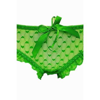果綠色蕾絲透明網紗低腰風騷內褲