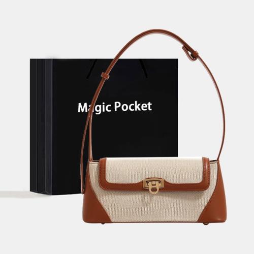 2024新款小眾設計復古小方包百搭高級質感腋下包單肩斜挎包美拉德