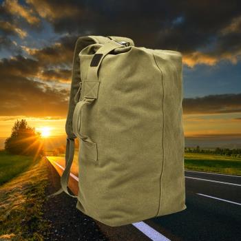 旅行戶外男士帆布水桶ins潮揹包