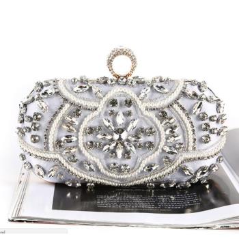 Clutch Bag Crystal Elegant Pearl Evening Handbag Party Bag