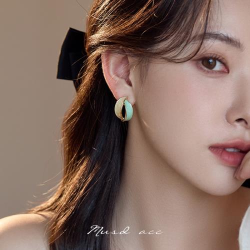 法式復古琺瑯滴釉耳環高級感耳釘氣質小眾耳飾無耳洞蚊香盤耳夾女