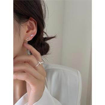 ins純銀女小眾設計愛心耳釘