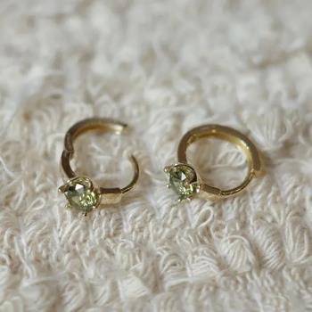 輕奢純銀橄欖綠鋯石日韓風女耳環
