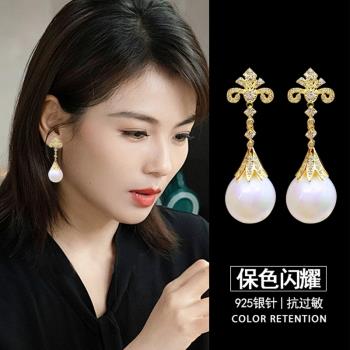 韓國女小眾設計感純銀珍珠耳環