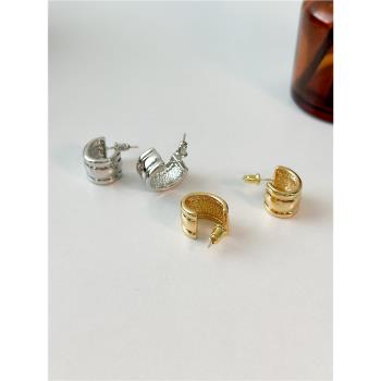s925銀針韓國小眾設計coldframe花瓶耳環ins冷淡簡約時髦百搭耳飾