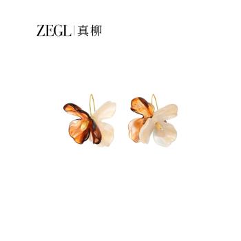 ZEGL花朵耳環女小眾設計感高級耳釘小花2024年新款潮復古夏天耳飾