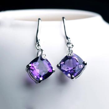 紫水晶復古天然女長款耳環