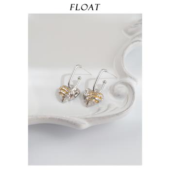 浮漾FLOAT法式金屬褶皺肌理金箔銀色復古愛心耳環耳夾高級感耳飾