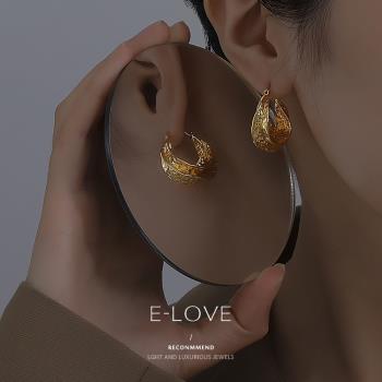 冷淡風復古金色獨特小眾設計耳環
