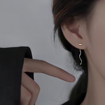 【巷南】925純銀一字耳線耳環2023年新款潮耳釘高級感女氣質耳飾