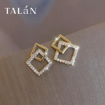 塔蘭雙菱形韓版925銀針女耳環