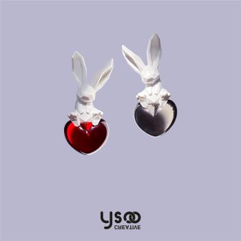 平行時空的等待 /元術樂之ysoo原創設計兔子愛心耳環