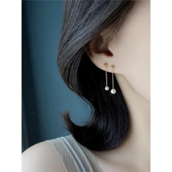 小Z優品 925純銀韓版珍珠耳環簡約復古氣質長款耳墜耳飾品耳線女
